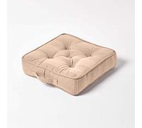 HOMESCAPES Coussin de Sol - Galette de Chaise - Beige 40x40x8cm - Collection Rajput 100% Coton