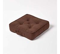 HOMESCAPES Coussin de Sol - Galette de Chaise - Chocolat 40x40x8cm - Collection Rajput 100% Coton