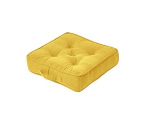 HOMESCAPES Coussin de Sol - Galette de Chaise - Jaune Mandarine 40x40x8cm - Collection Rajput 100% Coton
