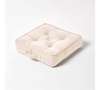 HOMESCAPES Coussin de Sol - Galette de Chaise - Naturel 40x40x8cm - Collection Rajput 100% Coton
