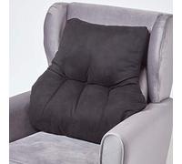 HOMESCAPES Coussin Ergonomique Lombaire, Coussin de positionnement Soutien du Dos en suédine, pour Chaise, Fauteuil et Voiture, Noir, 58 x 68 x 15 cm