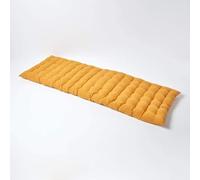 HOMESCAPES Coussin pour Banc de Jardin, Matelas de Sol, Coussin pour Banquette extérieure 3 Places, Coton - 143 x 48 x 5 cm - Jaune Moutarde