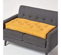 HOMESCAPES Coussin rehausseur pour Canapé 2 Places, Coussin pour Palette ou Matelas de Sol en Coton, Jaune Moutarde, 100 x 48 x 10 cm