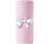 HOMESCAPES Couverture bébé 100% coton bio gaufré rose, 90 x 110 cm