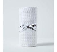 HOMESCAPES Couverture en Coton Bio - Blanc, Plaid nid d’Abeille 125 x 150 cm