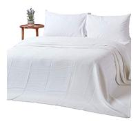 HOMESCAPES Couverture en Coton Bio - Blanc, Plaid nid d’Abeille 230 x 230 cm