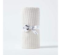 HOMESCAPES Couverture en Coton Bio - Naturel, Plaid nid d’Abeille 90 x 110 cm