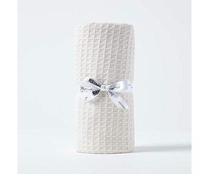 HOMESCAPES Couverture en Coton Bio - Naturel, Plaid nid d’Abeille 90 x 110 cm