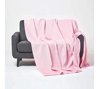 HOMESCAPES Couverture en Coton Bio - Rose, Plaid nid d’Abeille 230 x 230 cm