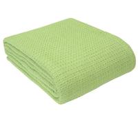 HOMESCAPES Couverture en coton Bio - Vert clair, Plaid nid d’abeille 180 x 230 cm