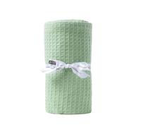 HOMESCAPES Couverture en coton Bio - Vert clair, Plaid nid d’abeille 90 x 110 cm