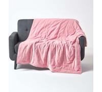HOMESCAPES Couverture en velours ouatée rose - Couvre-lit en velours de coton, 125x150 cm