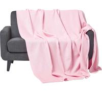 HOMESCAPES Couverture gaufrée 100% coton bio rose, 230 x 280 cm
