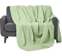 HOMESCAPES Couverture gaufrée 100% coton bio vert tilleul, 230 x 280 cm