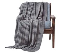 HOMESCAPES Couverture Gris Faite Main, très épaisse et Confortable en Pur Coton de 150 x 200 cm