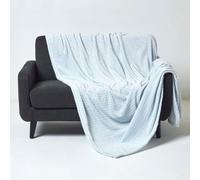HOMESCAPES Couverture jacquard en velours Mora - Couvre-lit bleu clair, 130 x 160 cm