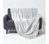 HOMESCAPES Couverture jacquard en velours Mora - Couvre-lit gris, 130 x 160 cm