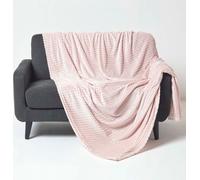 HOMESCAPES Couverture jacquard en velours Mora - Couvre-lit rose, 200 x 230 cm