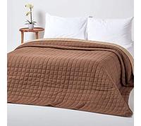 HOMESCAPES Couverture matelassée réversible qualité supèrieure 230 x 250 cm de Couleur Chocolat/Beige Faites en Pur Coton garnissage 100% Polyester