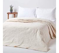 HOMESCAPES - Couvre-lit crème matelassé Motif en Relief - 180 x 260 cm