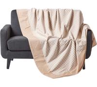 HOMESCAPES Couvre-lit vichy, beige, 150 x 200 cm