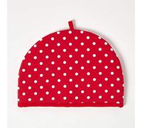 HOMESCAPES Couvre-théière à Motif Polka Dots Rouge Panier à Pain Fait en 100% Coton