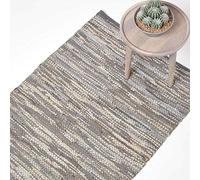 HOMESCAPES Denver Tapis en Cuir 100% recy ris - 90 x 150 cm