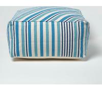 HOMESCAPES Designer Tabouret Pouf Cube Selam aqua blanc - L