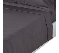 HOMESCAPES Drap de luxe sans élastique anthracite 275x275 cm Satin coton Drap de maison coton égyptien