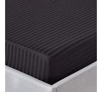 HOMESCAPES Drap Housse 100x200 cm, Bonnet 30 cm et Jupe élastique, Drap de lit en Percale de Coton 330 Fils, Coloris Noir