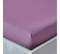 HOMESCAPES Drap Housse 120x190 cm, Bonnet 30 cm et Jupe élastique, 100% Coton égyptien 200 Fils, Coloris Raisin