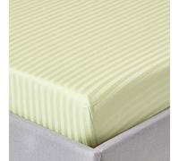 HOMESCAPES Drap Housse 120x190 cm, Bonnet 30 cm et Jupe élastique, Drap de lit en Percale de Coton 330 Fils, Coloris Vert Clair