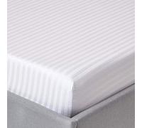 HOMESCAPES Drap Housse 120x190 cm, Bonnet 30 cm et Jupe élastique, Drap de lit en Percale de Coton 330 Fils, Coloris Blanc