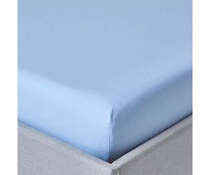HOMESCAPES Drap Housse 140x190 cm, Bonnet 30 cm et Jupe élastique, 100% Coton égyptien 200 Fils, Coloris Bleu