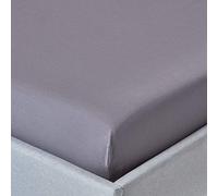HOMESCAPES Drap Housse 140x190 cm, Bonnet 46 cm et Jupe élastique, 100% Coton égyptien 200 Fils, Coloris Gris foncé