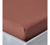 HOMESCAPES Drap Housse 140x190 cm, Bonnet 46 cm et Jupe élastique, 100% Coton égyptien 200 Fils, Coloris Chocolat