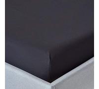 HOMESCAPES Drap Housse 140x190 cm, Bonnet 46 cm et Jupe élastique, 100% Coton égyptien 200 Fils, Coloris Noir