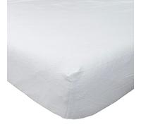 HOMESCAPES Drap-Housse 150x200 cm à Grands Bonnets, Coloris Blanc, Drap en Flanelle 160 g/m²