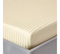 HOMESCAPES Drap Housse 150x200 cm, Bonnet 30 cm et Jupe élastique, en Percale de Coton 330 Fils, Coloris Jaune Pastel
