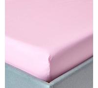 HOMESCAPES Drap Housse 160x200 cm, Bonnet 30 cm et Jupe élastique, 100% Coton égyptien 200 Fils, Coloris Rose