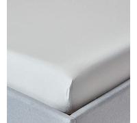 HOMESCAPES Drap Housse 160x200 cm, Bonnet 30 cm et Jupe élastique, 100% Coton égyptien 200 Fils, Coloris Gris