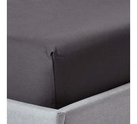 HOMESCAPES Drap Housse 160x200 cm, Bonnet 30 cm et Jupe élastique, 100% Satin de Coton égyptien 1000 Fils, Coloris Gris foncé