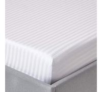 HOMESCAPES Drap Housse 160x200 cm, Bonnet 30 cm et Jupe élastique, Drap de lit en Percale de Coton 330 Fils, Coloris Blanc