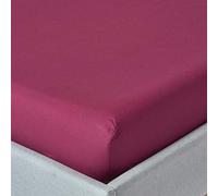 HOMESCAPES Drap Housse 180x200 cm, Bonnet 46 cm et Jupe élastique, 100% Coton égyptien 200 Fils, Coloris Bordeaux
