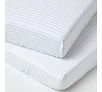 HOMESCAPES Drap Housse bébé 60x120 cm - Lot de 2, Draps de lit en Percale de Coton 330 Fils, Oeko Tex, Jupe élastique, Coloris Blanc