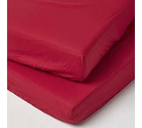 HOMESCAPES Drap Housse bébé 70x140 cm - Lot de 2, Draps de lit en Coton égyptien 200 Fils, Oeko Tex, Jupe élastique, Coloris Rouge