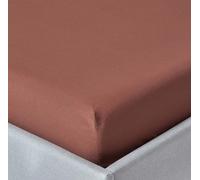 HOMESCAPES Drap-housse chocolat, densité de fil 200, 100 x 200cm