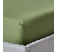 HOMESCAPES Drap-housse coton organique densité de fil 400 extra haut 46 cm, vert, 90 x 190 cm