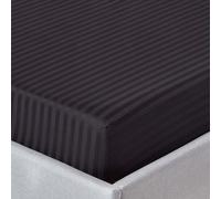 HOMESCAPES Drap-housse damassé noir, densité de fil 330 , 90 x 190 cm