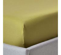 HOMESCAPES Drap-housse de luxe 140x190 cm vert olive Drap-housse en satin 100% coton égyptien Drap de lit avec élastique Épaisseur de fil 1000